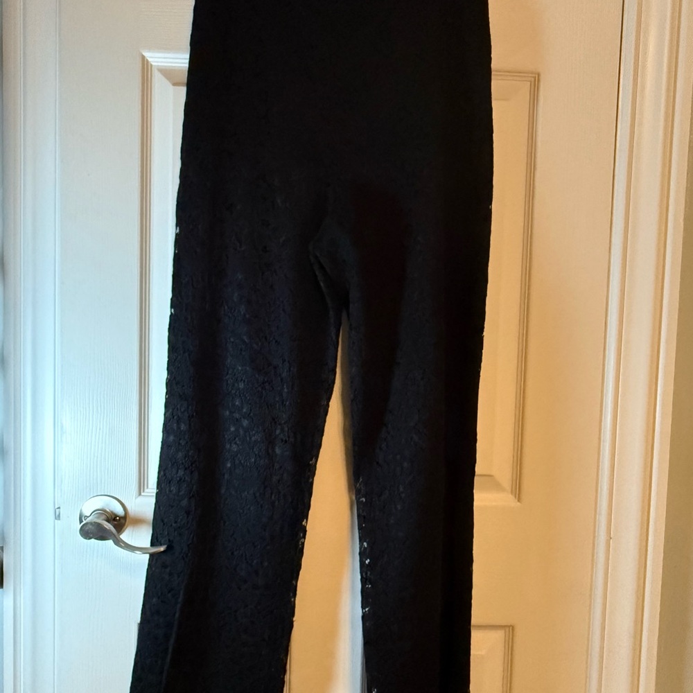 Black Lace Wide Leg Women's Event Pants